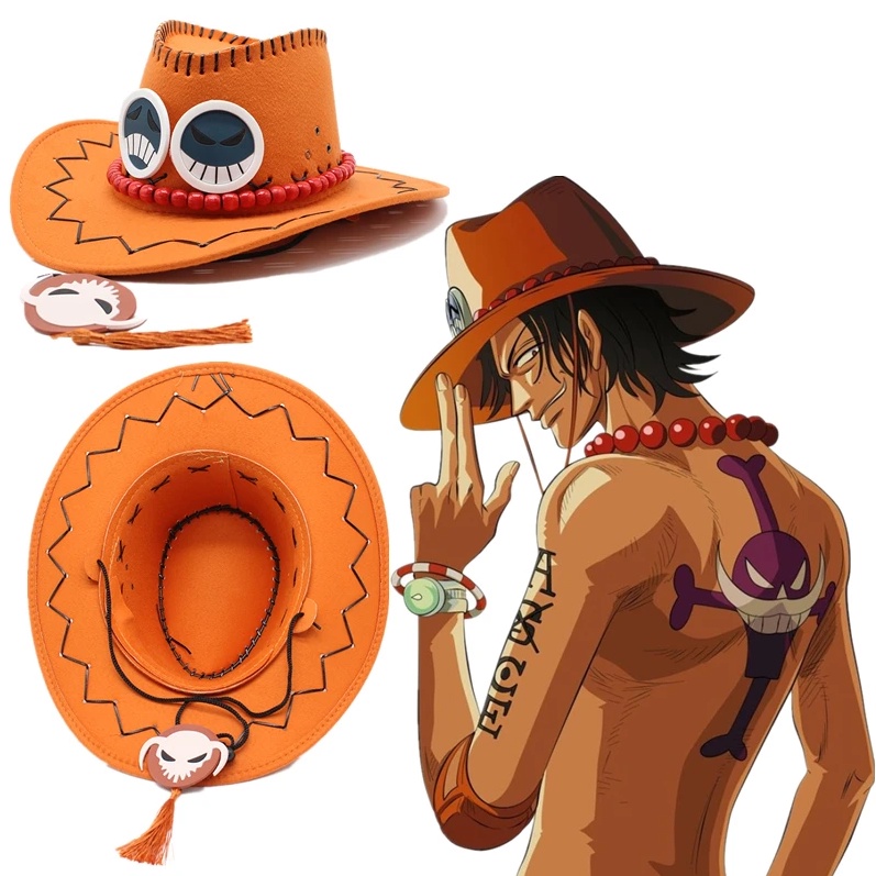Chapéu De Ás One Piece Ace Cowboy Anime Personagem Cosplay