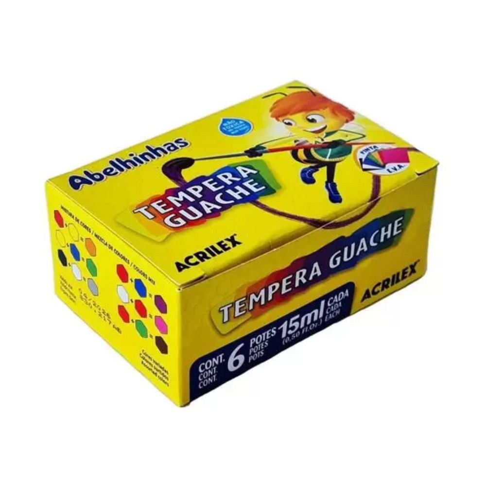 Tinta Guache 15ml 6 Cores Acrilex | Shopee Brasil