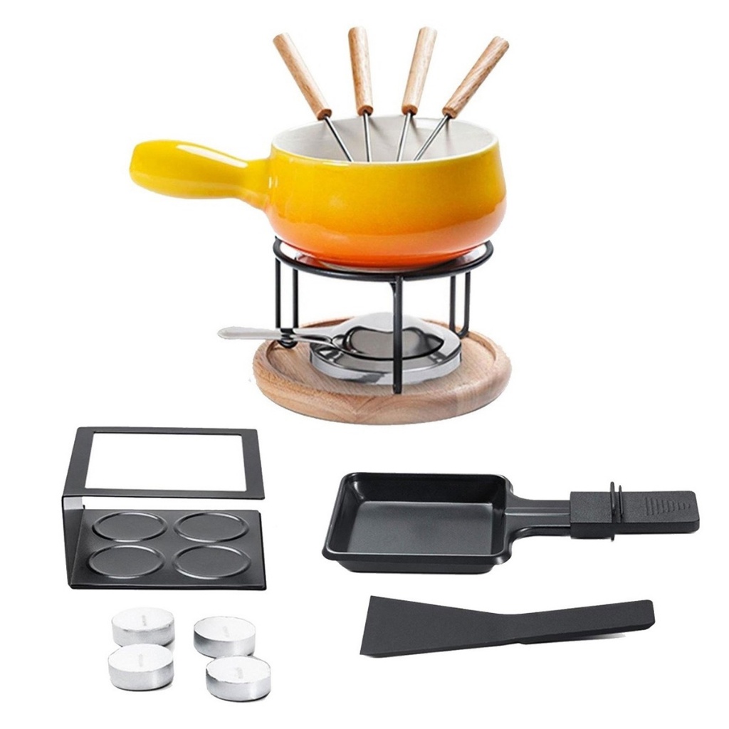 Kit Conjunto Fondue Panela Ceramica Antiaderente Doce Salgado Raclette