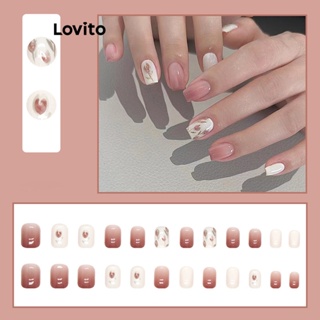 Lovito Unhas Artificiais Com Flores Florais Casuais Para Mulheres LFA11306