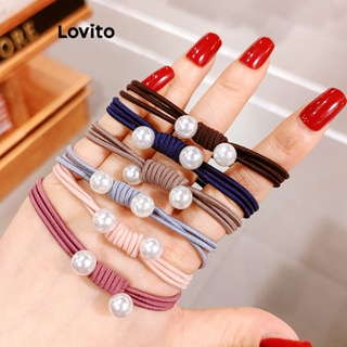Lovito Laços De Cabelo Elegantes Com Pérolas Lisas Para Mulheres LFA11022