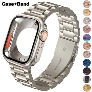 Mudança Para Ultra Case + Band Metal Correia De Aço Inoxidável Relógio Apple 40mm 44mm 41mm 45mm Série iWatch 9 8 7 6 SE 5 4