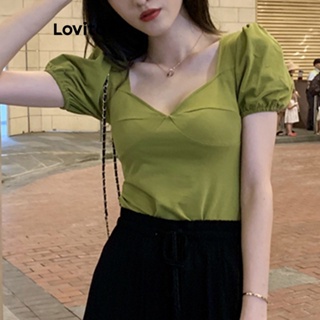 Lovito Camiseta Casual Lisa Plissada Para Mulheres LNE44073