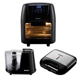 Kit Churrasqueira Elétrica + Sanduicheira Grill + Pipoqueira 220v Amvox