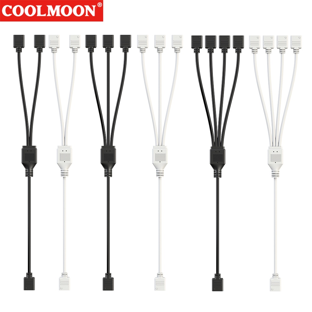 Cabo Adaptador ARGB Splitter 5V 3PIN Conector 1 A 2/3/4 Para Ventiladores De Fita Leve PC
