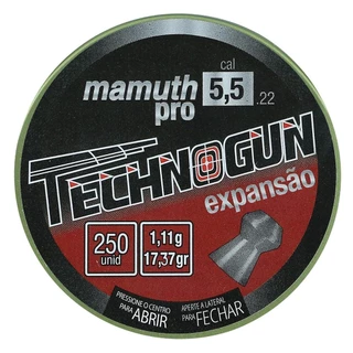 Lata de Chumbinho Technogun Mamuth Pro Expansão 17,90gr 250un. Calibre 5.5mm