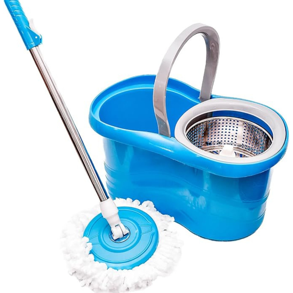 Mop Giratório 360° Cesto Inox Clean Tech 13L - Azul c/ Cinza | Shopee ...