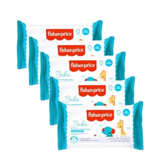 Fisher Price Babê Recém-Nascidos Toalhas Umedecidas S/Perfume 20x15cm C/50 Unidades - Kit C/5