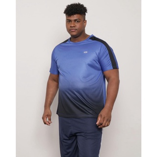 Camiseta Masculina Fitness Manga Curta Estampada Degradê Azul