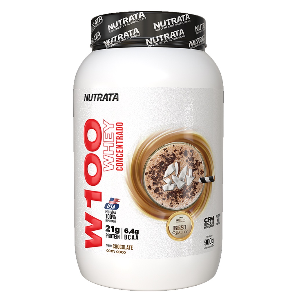 Whey Concentrado W100 Nutrata Chocolate com Coco 900g