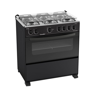 Fogão de Piso Esmaltec 6 Bocas Caribe | Mesa de Inox, Acendimento Automático, Preto, Bivolt
