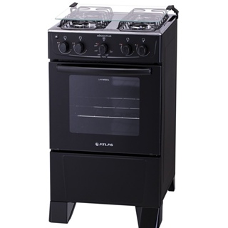 Fogão de Piso Atlas 4 Bocas Mônaco | Mesa de Inox, Preto, Bivolt