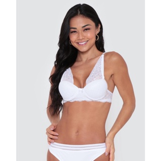 Sutiã Feminino Base Bojo Decote V Renda Branco