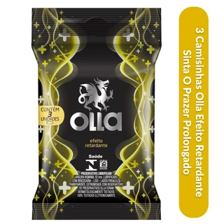 Preservativo camisinha OLLA efeito retardante lubrificado pacotinho com 3 camisinha 52mm