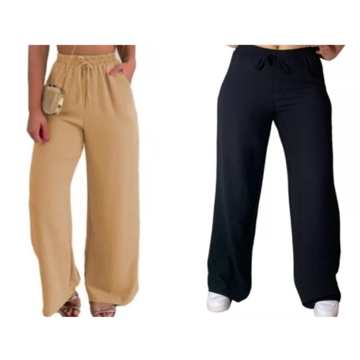 Calça Jeans Feminina Wide Leg Sky Clara Estampada com Cintura Alto com Sem  Elastano Ref: 0041