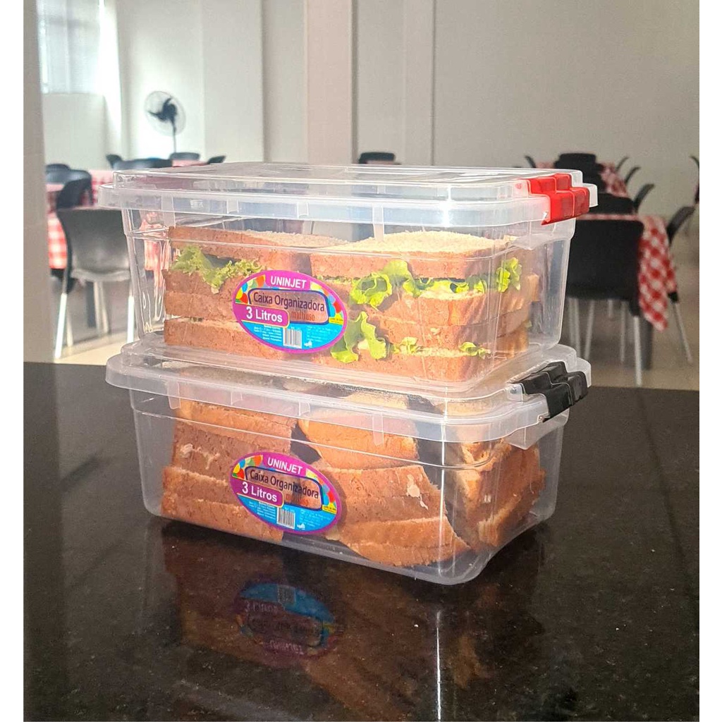 Caixa Organizadora Transparente com Tampa e Trava 3 Litros