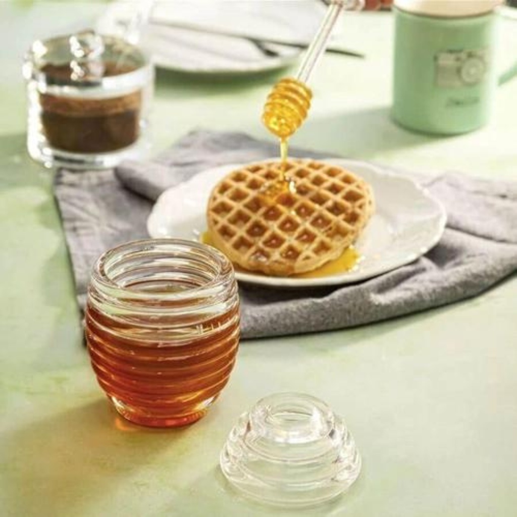 Pote De Mel Meleira Acrílico Transparente C/ Dosador E Tampa