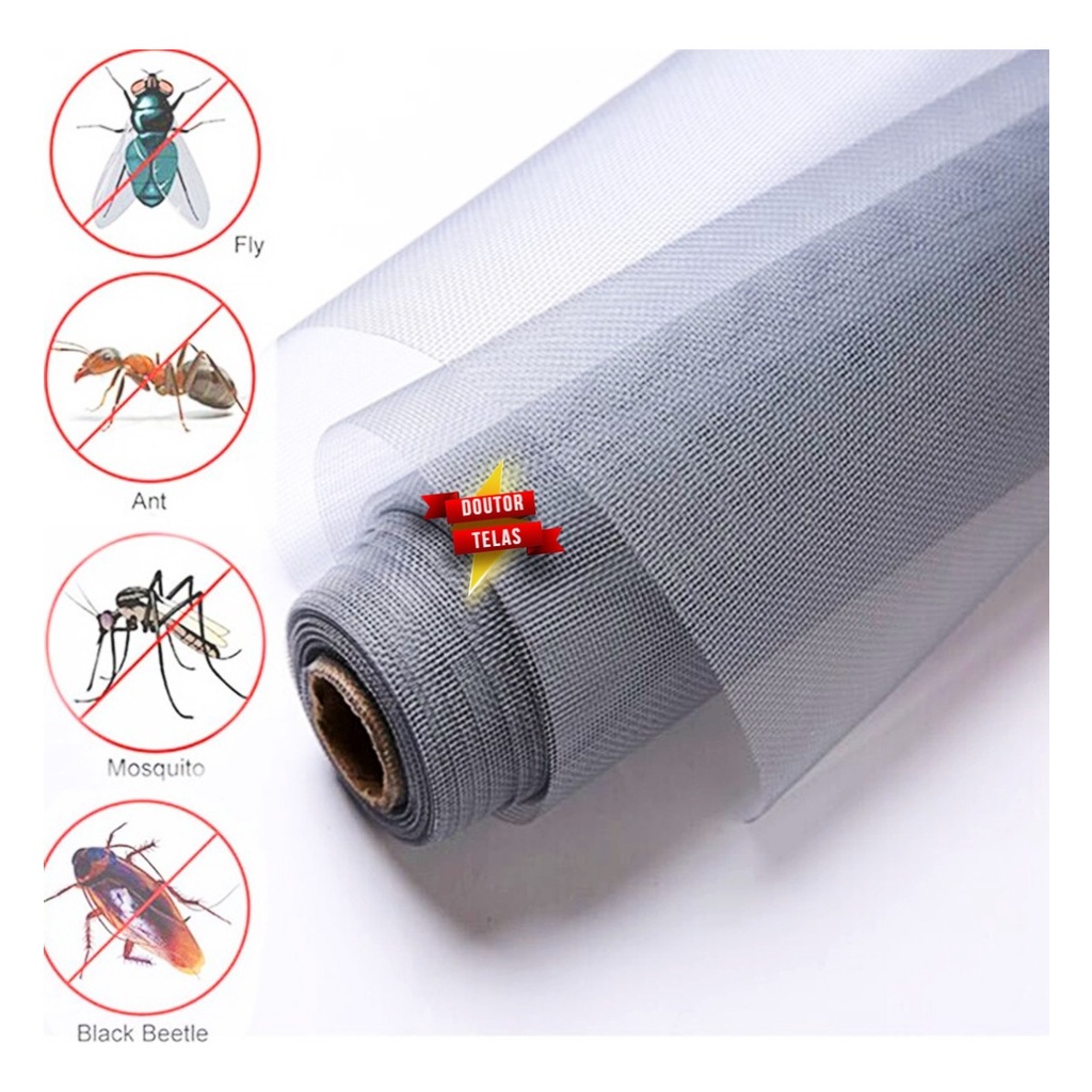 Tela Mosquiteiro 1,20x10,00m - Fibra De Vidro Uv Anti Chamas