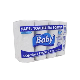 Papel Toalha Bobina Branco 8x50m Baby em Oferta na Shopee