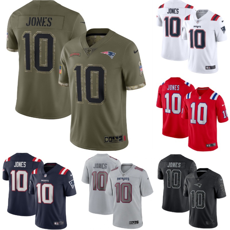 Mens Jersey Mac Jones 10 Jogador Nome Bordado Marinha/Branco
