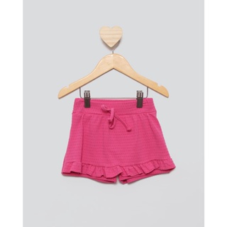 Short Saia Bebê Texturizada Com Babado Rosa