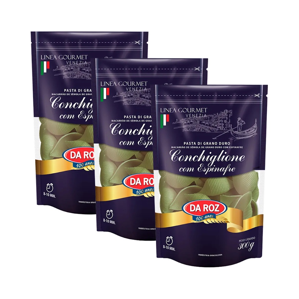 Kit com 3 Pacotes de Macarrão Gourmet Conchiglione com Espinafre de ...