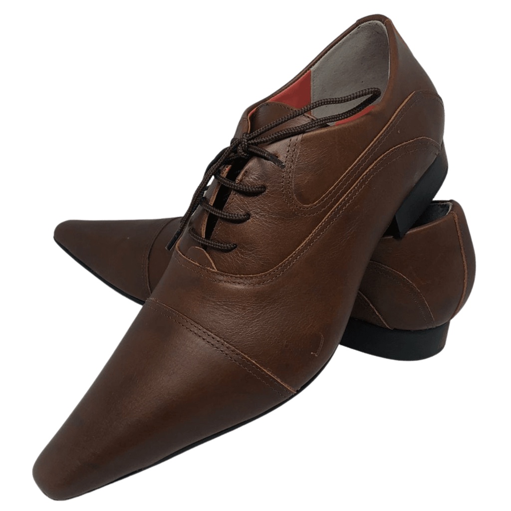 Sapato Masculino Italiano em Couro Social Executivo Marrom Ref