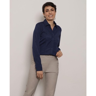 Camisa Feminina Social Manga Longa Marinho