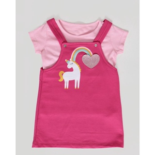 Conjunto Salopete Bebê Moletinho Unicórnio Rosa