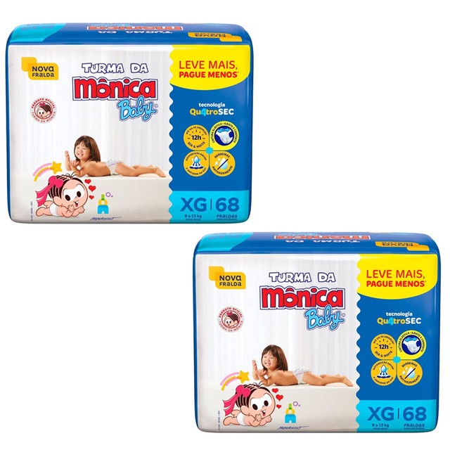 Fralda Turma da Mônica Baby Giga Tamanho XG - 2 unidades - Pacotes com ...