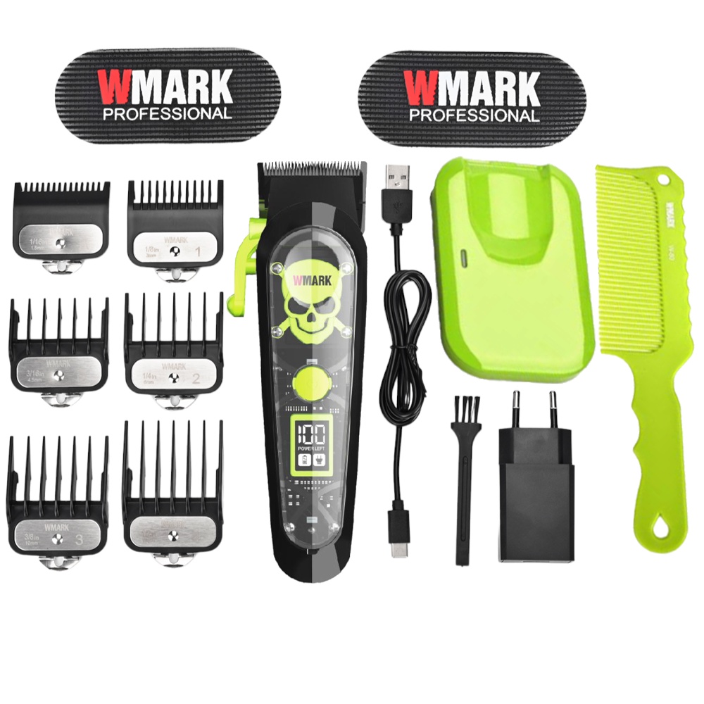 Maquina de Cortar Cabelo Wmark NG 130 Verde Base Inducao