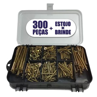 Kit 300 Parafusos Chipboard Philips e Buchas + Maleta