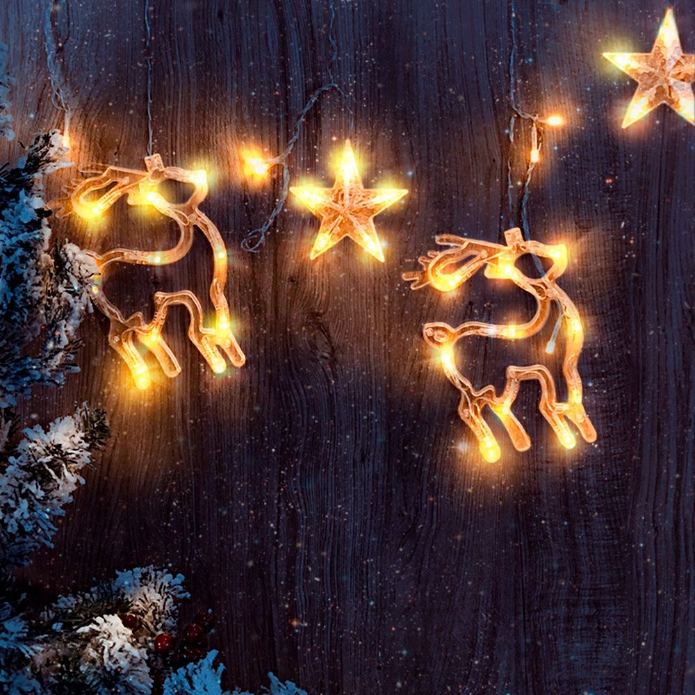 Cascata de Símbolos Natalinos 8 Funções 120 LEDs 220v 2,5 Mt