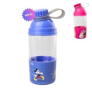 Garrafa Garrafinha Tampa Fixa De Rosca Compartimento Extra Minnie Mickey #dsb