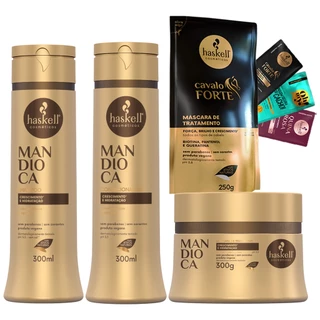 Kit Shampoo Condicionador 300 Máscara 300gr Haskell Mandioca