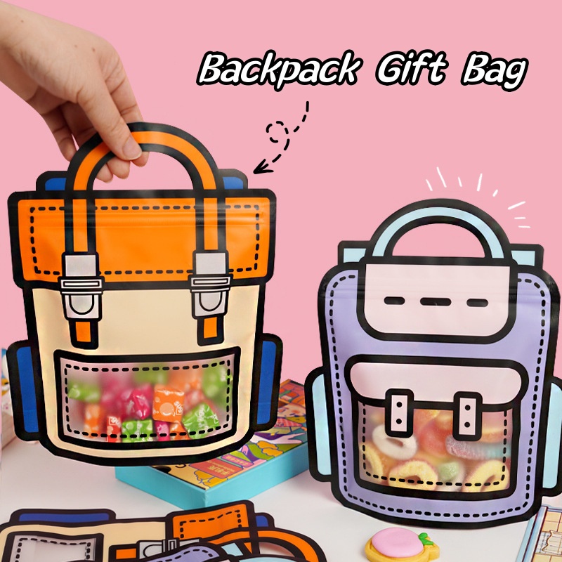Saco de Presente para Crianças Saco de Presente Criativo de Férias em Formato Especial Saco de Presente Fofo de Desenho Animado Saco Ziplock SH092