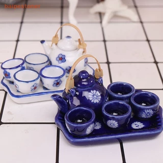 [baipestoner] 6pcs 1/12 Dollhouse Miniatura Cerâmica Conjunto De Chá Modelo Louça De Cozinha