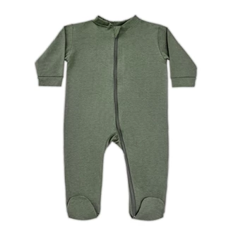Macacão Levinho Com Pé Zíper 100% Algodão Verde Militar Bebê 0-3 Meses 1067 - Anna Olsen