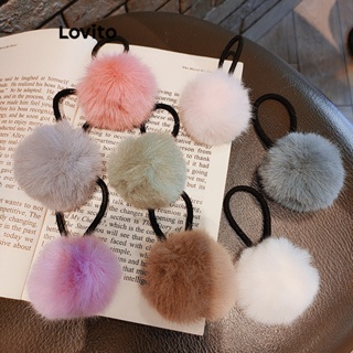 Lovito Laços De Cabelo De Pelúcia Casuais Lisos Pom Para Mulheres LFA11021