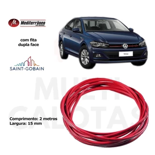 Friso Lateral Vermelho Universal Flexivel 15mm c/ 2 Metros