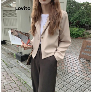 Lovito Blazer Frontal Casual Com Botão Liso Para Mulheres LNA45340
