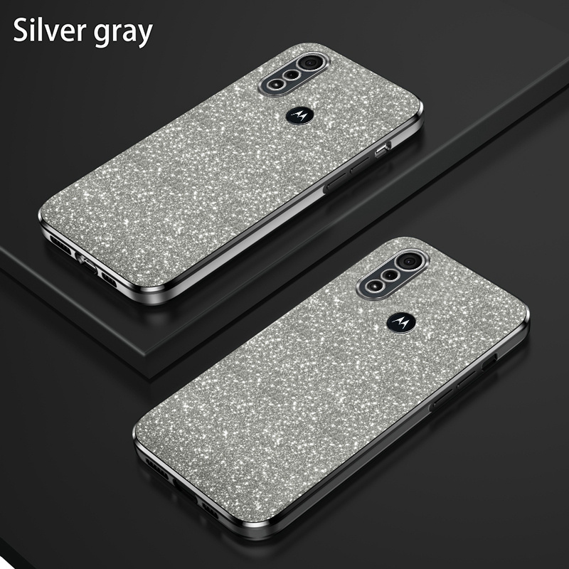 Custodia Telefono Trasparente Compatibile con Motorola Moto E6s 2020/Motorola Moto E6i Cover Cornice Elettroplaccata Gradiente Glitter Protettiva Sottile TPU