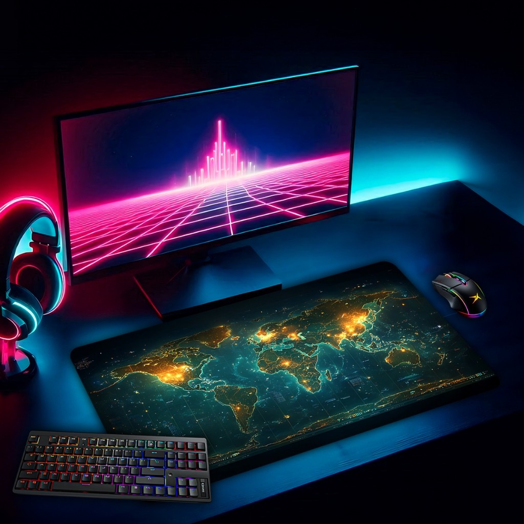 Mouse Pad Mapa Mundi IA Gamer Antiderrapante Grande Estampado ...