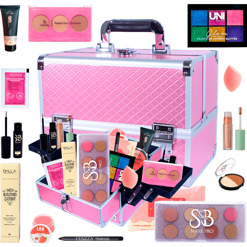 Maleta De Maquiagem Profissional Grande + Kit de Maquiagens | Shopee Brasil
