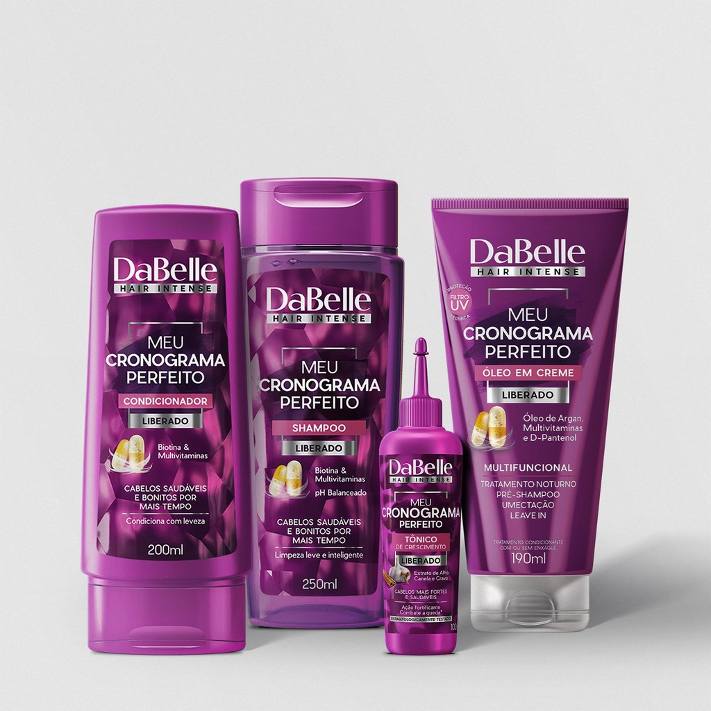 Kit DaBelle Hair - Sh + Cond + Óleo em Creme + Tônico (4 Produtos ...