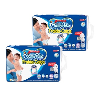 Fralda Descartável MamyPoko Calça Super Seca Tamanho XG - 2 Pacotes com 56 Fraldas - Total 112 Tiras