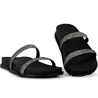Papete Feminina Estilosa em Strass Birken Brilho Rasteirinha - Oferta