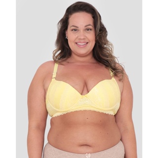 Sutiã Plus Size Feminino Avulso Bojo Base De Renda Amarelo