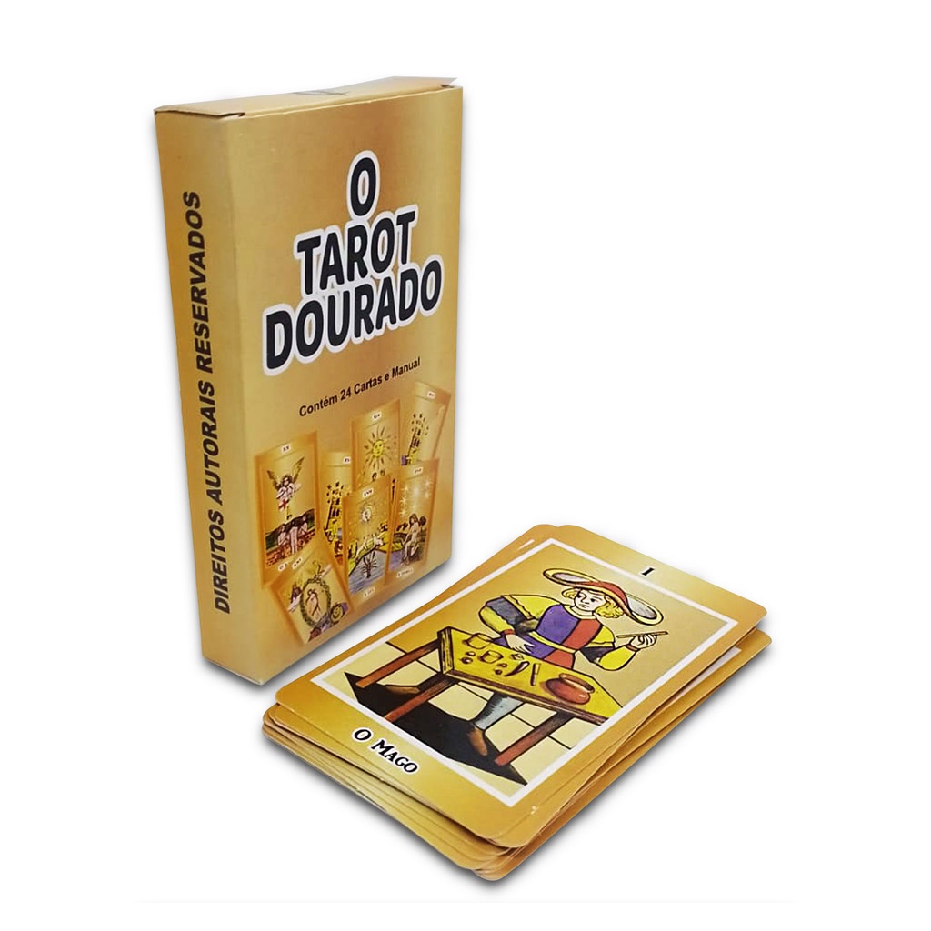 Tarot Tin Box com borda dourada para festa em família, 78 cartões
