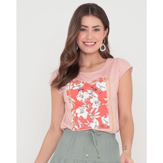 Blusa Estampa Flores Rosa Claro